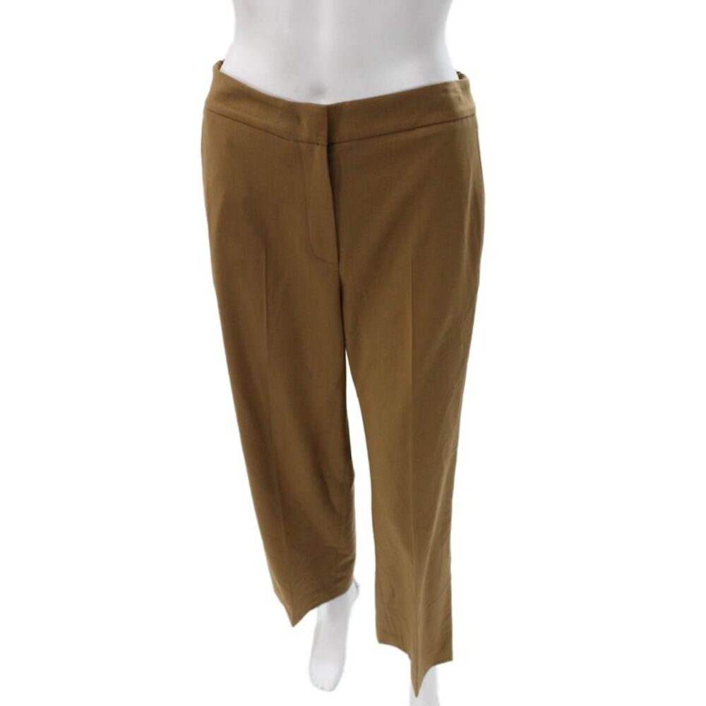 QL2 Women Cropped Brown Wool Pants Zip Inseam 28 Size 42